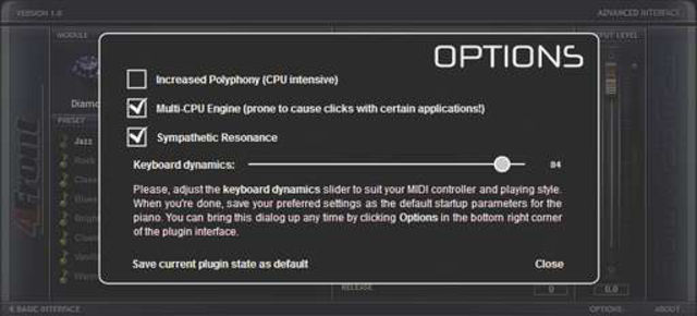 The Keyboard Dynamics slider is vital for getting good results